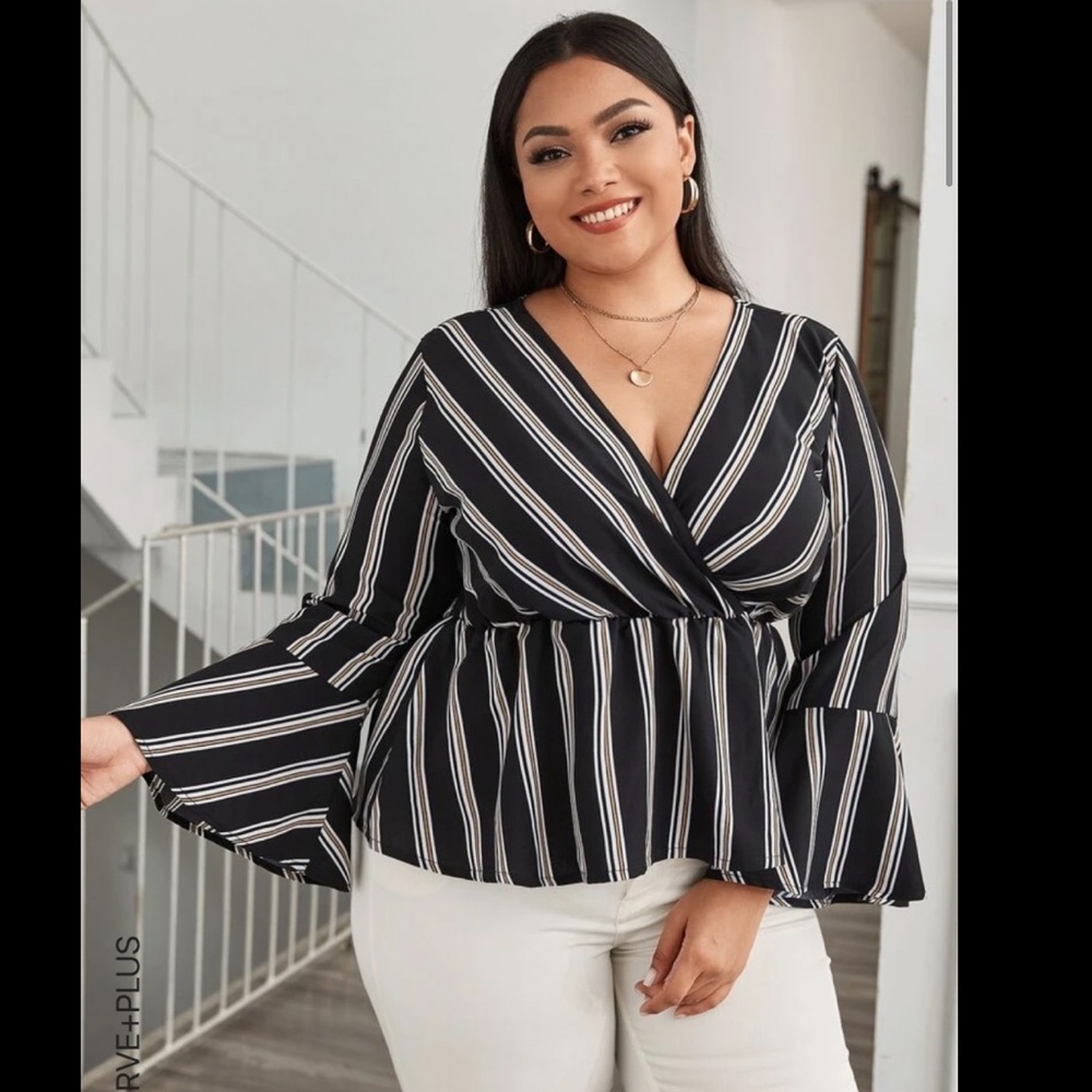 SHEIN Belle Sleeve Peplum Blouse